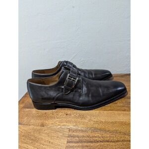 Men Magnanni Marco Monk Strap Loafer Shoe Buckle 10.5M Catalux Grey Leather (R5)